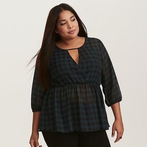 Gingham Peplum Blouse